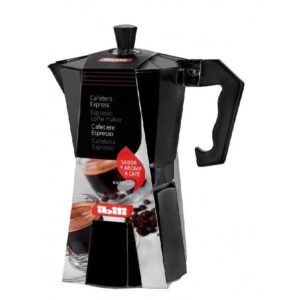 CAFETERA ALUMINIO BAHIA IBILI 3 TAZAS NEGRA