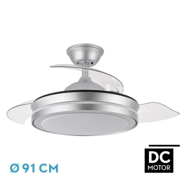 VENTILADOR TECHO ESPARTA 72W PLATA DC 91CMS